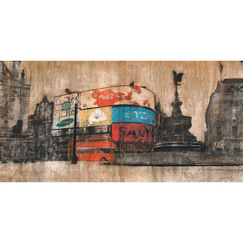 Piccadilly Circus 1 Black Modern Wood Framed Art Print with Double Matting by Moschetta, Dario