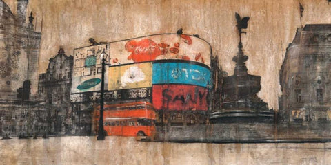 Piccadilly Circus 1 Black Ornate Wood Framed Art Print with Double Matting by Moschetta, Dario