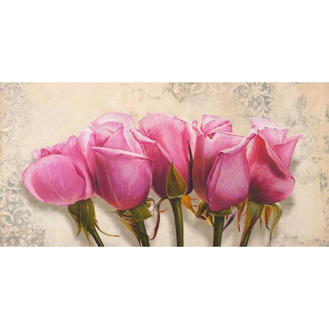 Royal Roses Black Modern Wood Framed Art Print by Dolci, Elena