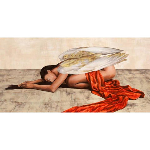 Reclined Angel (detail) Black Modern Wood Framed Art Print with Double Matting by Duval, Sonya