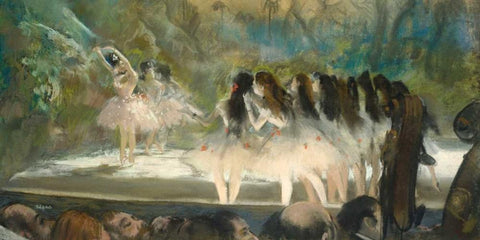 Ballet at the Paris Opera White Modern Wood Framed Art Print with Double Matting by Degas, Edgar