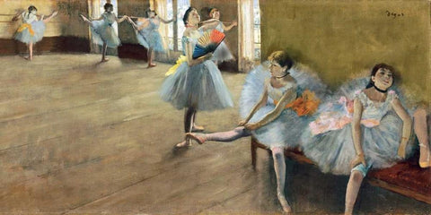 The Dance Class (detail) Black Ornate Wood Framed Art Print with Double Matting by Degas, Edgar