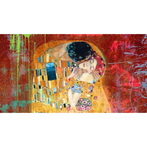 Klimts Kiss 2.0 (detail) Black Modern Wood Framed Art Print with Double Matting by Chestier, Eric