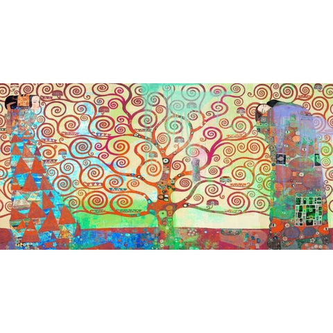 Klimts Tree of Life 2.0 Black Modern Wood Framed Art Print with Double Matting by Chestier, Eric