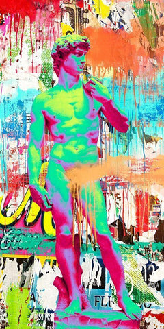 David 2.0 White Modern Wood Framed Art Print with Double Matting by Eric, Chestier