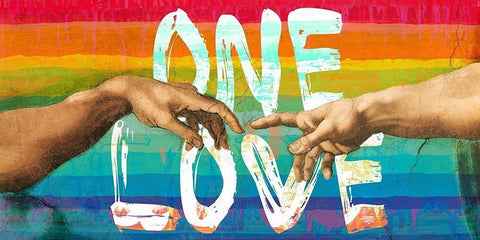 One Love White Modern Wood Framed Art Print with Double Matting by Chestier, Eric