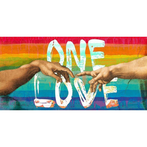 One Love Black Modern Wood Framed Art Print with Double Matting by Chestier, Eric