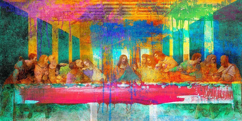 The Last Supper 2.0 White Modern Wood Framed Art Print with Double Matting by Chestier, Eric