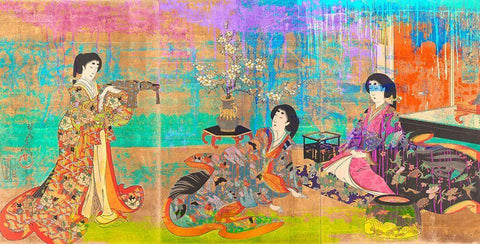 Hommage to Chikanobu White Modern Wood Framed Art Print with Double Matting by Chestier, Eric