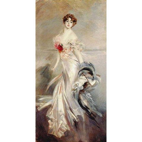 Madame Marthe Regnier White Modern Wood Framed Art Print by Boldini, Giovanni