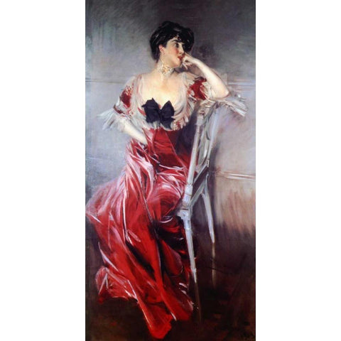 Miss Bell Black Modern Wood Framed Art Print with Double Matting by Boldini, Giovanni