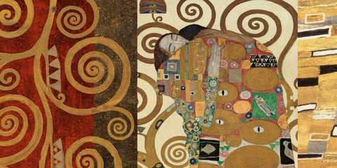 The Embrace-Gold White Modern Wood Framed Art Print with Double Matting by Klimt, Gustav