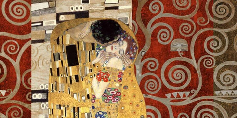 The Kiss-Pewter White Modern Wood Framed Art Print with Double Matting by Klimt, Gustav