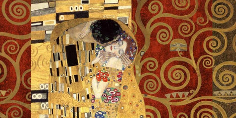 The Kiss-Gold White Modern Wood Framed Art Print with Double Matting by Klimt, Gustav