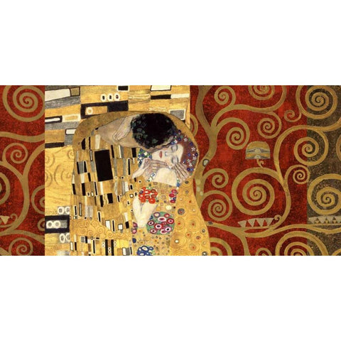 The Kiss-Gold White Modern Wood Framed Art Print by Klimt, Gustav