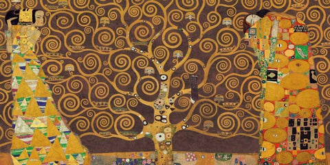 Tree of Life-Brown White Modern Wood Framed Art Print with Double Matting by Klimt, Gustav