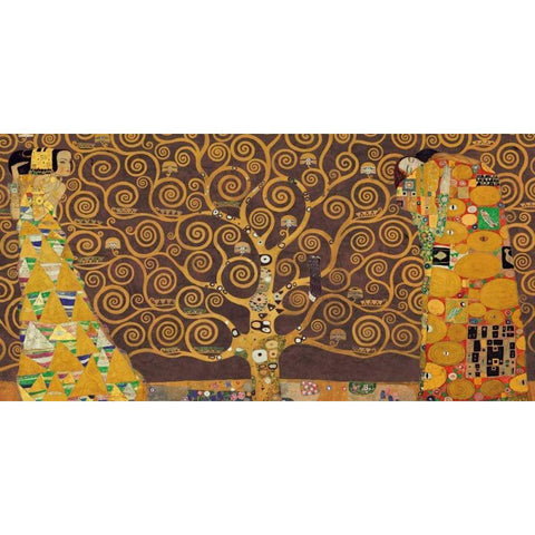 Tree of Life-Brown Black Modern Wood Framed Art Print with Double Matting by Klimt, Gustav