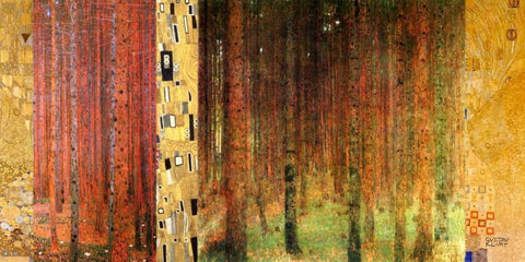 Forest I White Modern Wood Framed Art Print with Double Matting by Klimt, Gustav