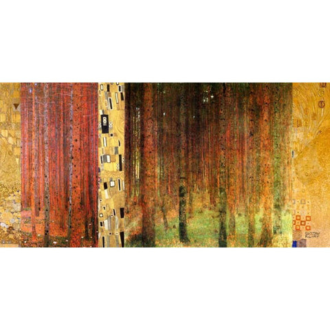 Forest I Black Modern Wood Framed Art Print with Double Matting by Klimt, Gustav