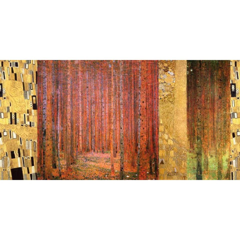 Forest II Gold Ornate Wood Framed Art Print with Double Matting by Klimt, Gustav