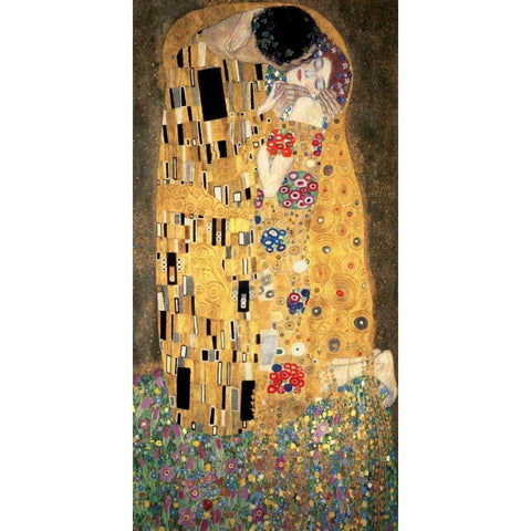 The Kiss Black Modern Wood Framed Art Print with Double Matting by Klimt, Gustav