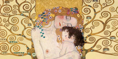Motherhood I White Modern Wood Framed Art Print with Double Matting by Klimt Patterns