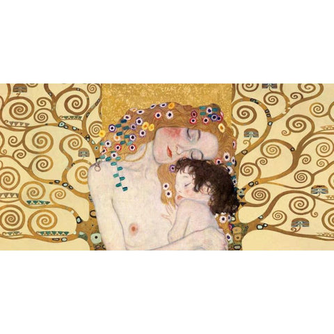 Motherhood I Black Modern Wood Framed Art Print with Double Matting by Klimt Patterns