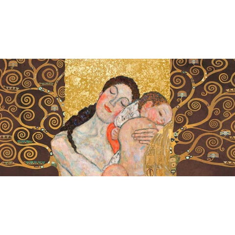 Motherhood II Black Modern Wood Framed Art Print with Double Matting by Klimt Patterns