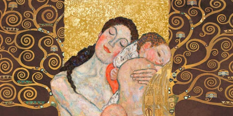 Motherhood II Black Ornate Wood Framed Art Print with Double Matting by Klimt Patterns