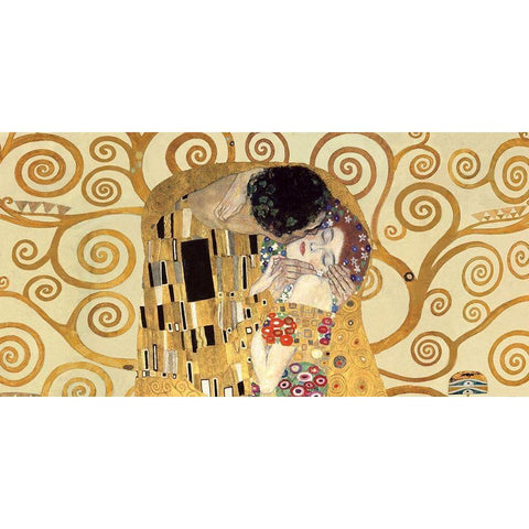 The Kiss (detail) Gold Ornate Wood Framed Art Print with Double Matting by Gustav, Klimt