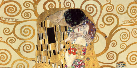 The Kiss (detail) White Modern Wood Framed Art Print with Double Matting by Gustav, Klimt