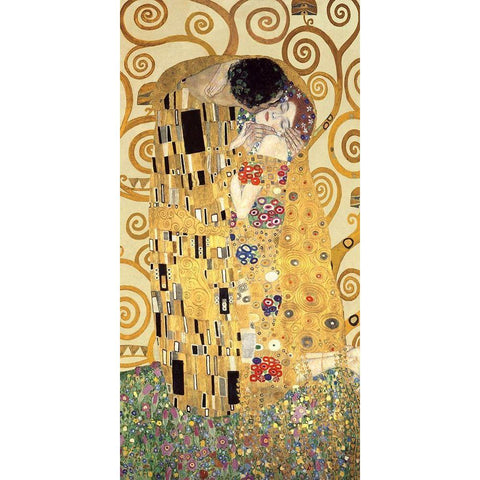 The Kiss Gold Ornate Wood Framed Art Print with Double Matting by Gustav, Klimt