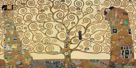 The Tree of Life Black Ornate Wood Framed Art Print with Double Matting by Klimt, Gustav