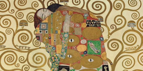 The Embrace Black Ornate Wood Framed Art Print with Double Matting by Klimt, Gustav