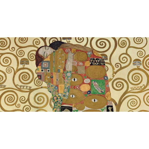 The Embrace White Modern Wood Framed Art Print by Klimt, Gustav