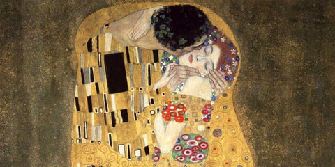 The Kiss White Modern Wood Framed Art Print with Double Matting by Klimt, Gustav