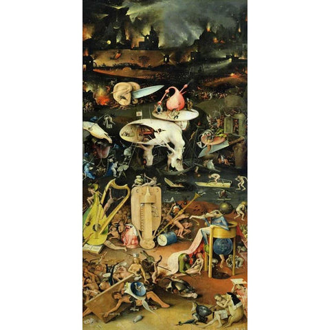 The Garden of Earthly Delights III Gold Ornate Wood Framed Art Print with Double Matting by Bosch, Hieronymus