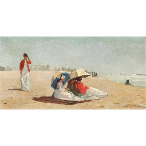 East Hampton Beach, Long Island White Modern Wood Framed Art Print by Homer, Winslow