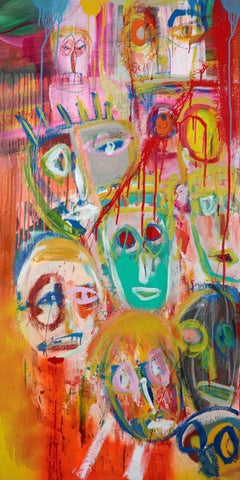 Facebook People II White Modern Wood Framed Art Print with Double Matting by Corrado, Italo