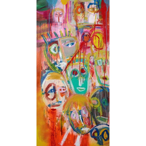 Facebook People II Black Modern Wood Framed Art Print by Corrado, Italo