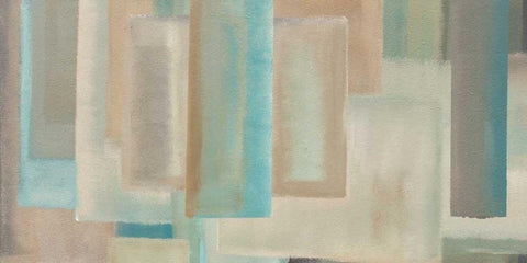 Aqua White Modern Wood Framed Art Print with Double Matting by Corrado, Italo