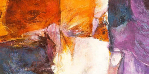 Pensee d Amour White Modern Wood Framed Art Print with Double Matting by Demos, Jean-Luc