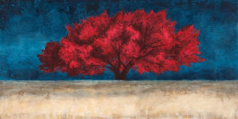 Red Tree  White Modern Wood Framed Art Print with Double Matting by Eelder, Jan