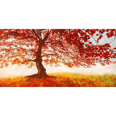 Red Leaves White Modern Wood Framed Art Print by Eeelder, Jan