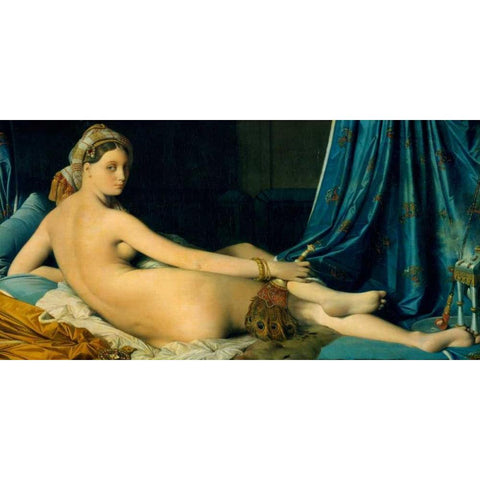 Grande Odalisque White Modern Wood Framed Art Print by Ingres, Jean-Auguste-Dominique