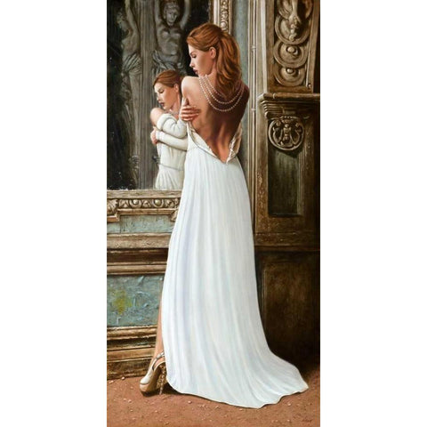 At the Mirror Black Modern Wood Framed Art Print with Double Matting by Silver, John