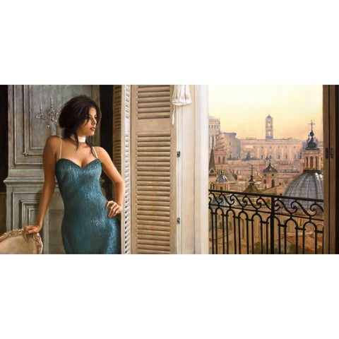 A Room with a View Black Modern Wood Framed Art Print by Silver, John