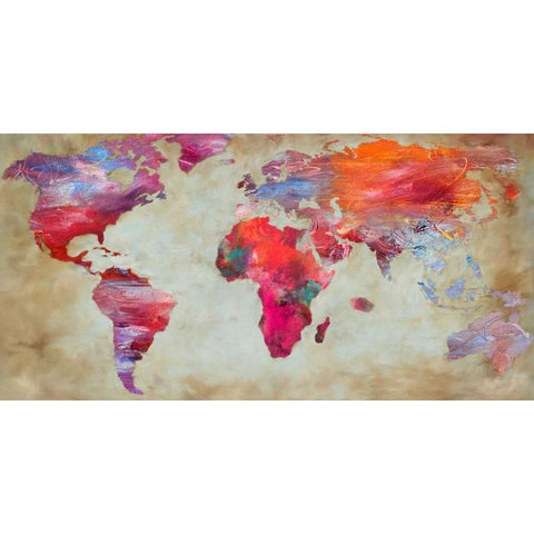 World in colors Gold Ornate Wood Framed Art Print with Double Matting by Joannoo