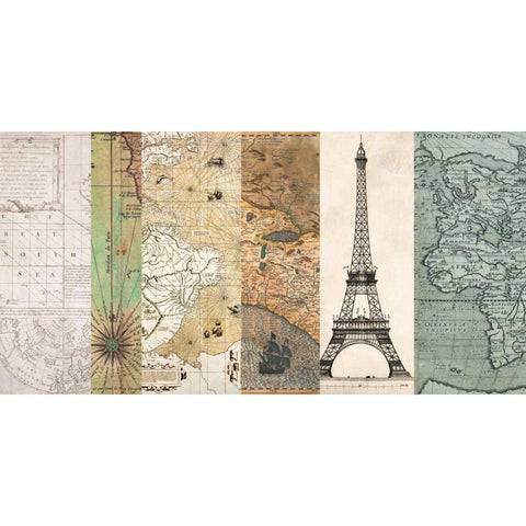 Cahiers de voyage I Gold Ornate Wood Framed Art Print with Double Matting by Joannoo