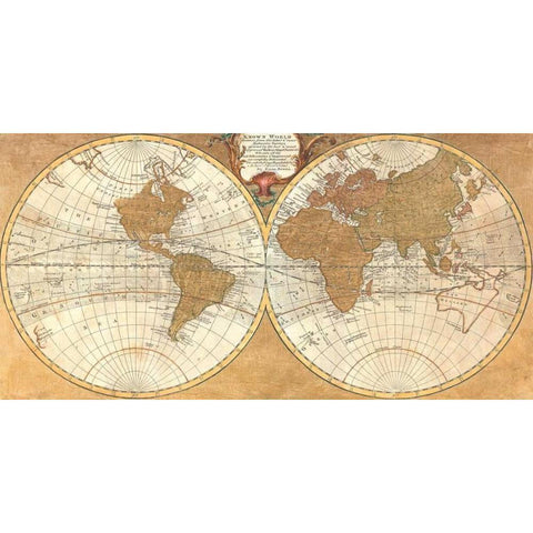 Gilded World Hemispheres I White Modern Wood Framed Art Print by Joannoo